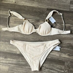 Cream Textured Bikini Set